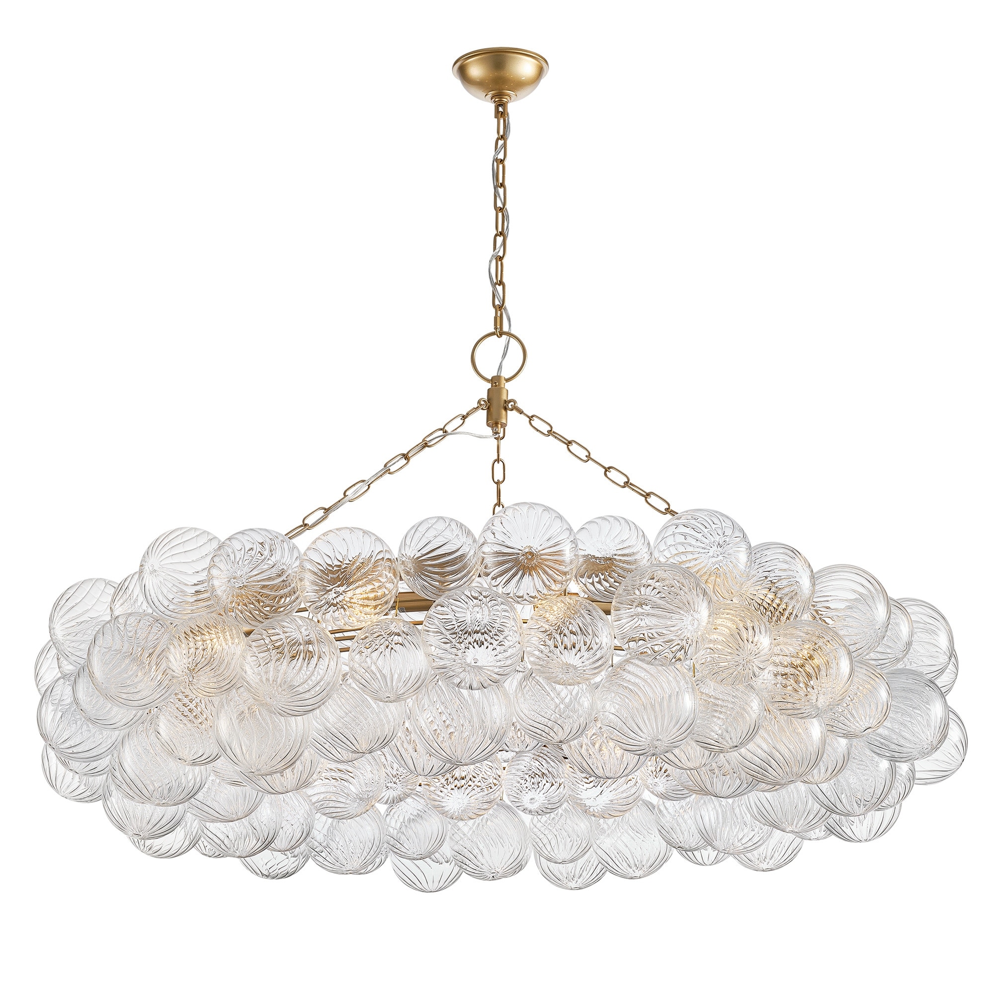 Gold Bubble Ball Chandelier, LED Pendant Light with Glass Globes
