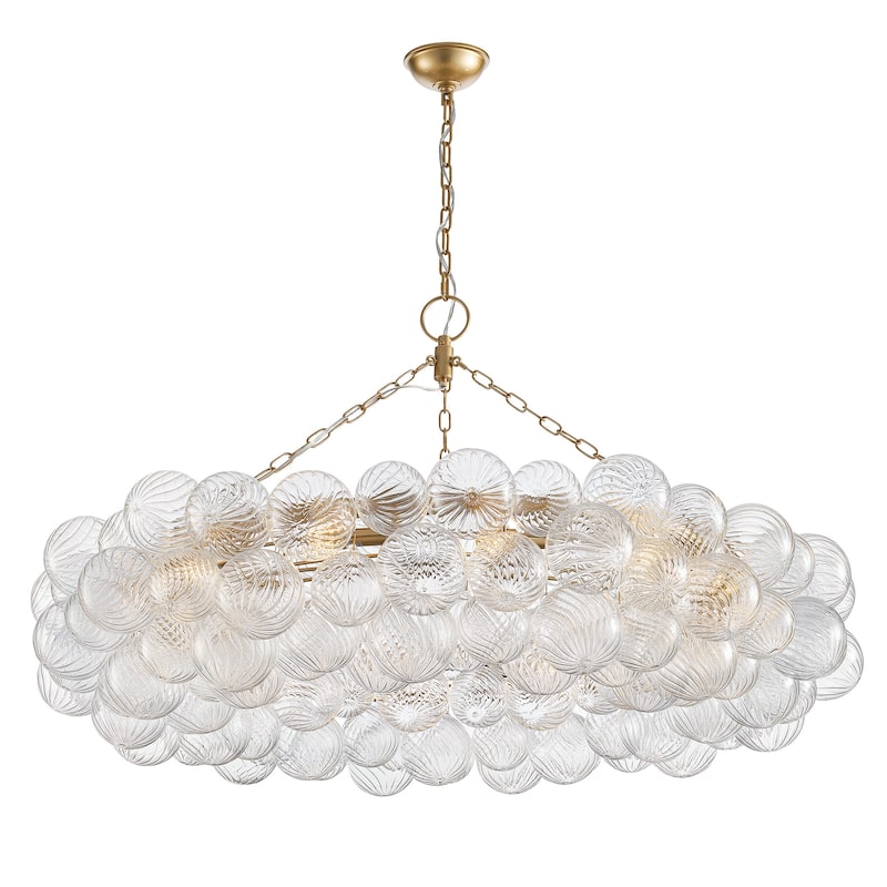 Gold Bubble Ball Chandelier, LED Pendant Light with Glass Globes - 50" x 32" H