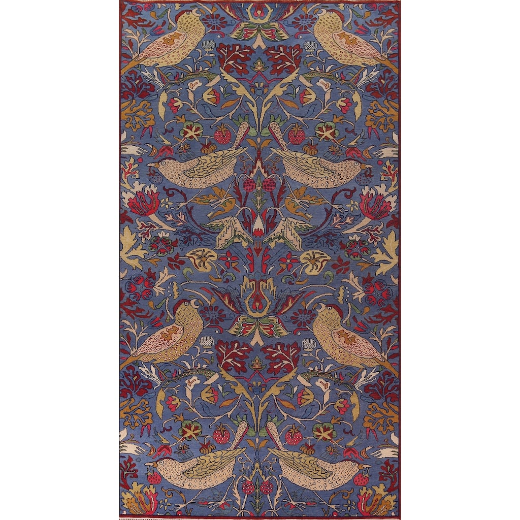 Animals Design Blue Ziegler Oriental Area Rug Handmade Wool Carpet - 8'0"x 15'8"