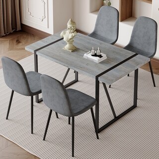Table And Chair Set Minimalist Retro Rectangular Dining Table With ...
