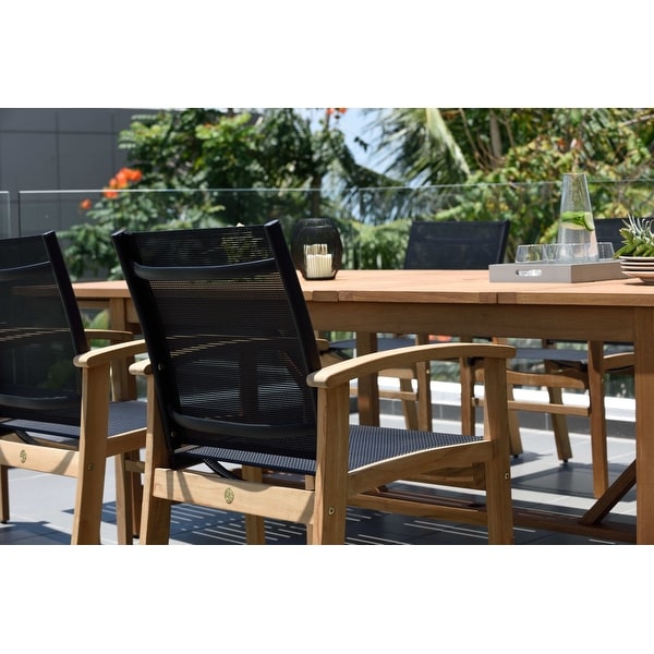 Life Style Garden 9 Piece Teak Finish Patio Dining Set Black Chairs On Sale Overstock 31027316