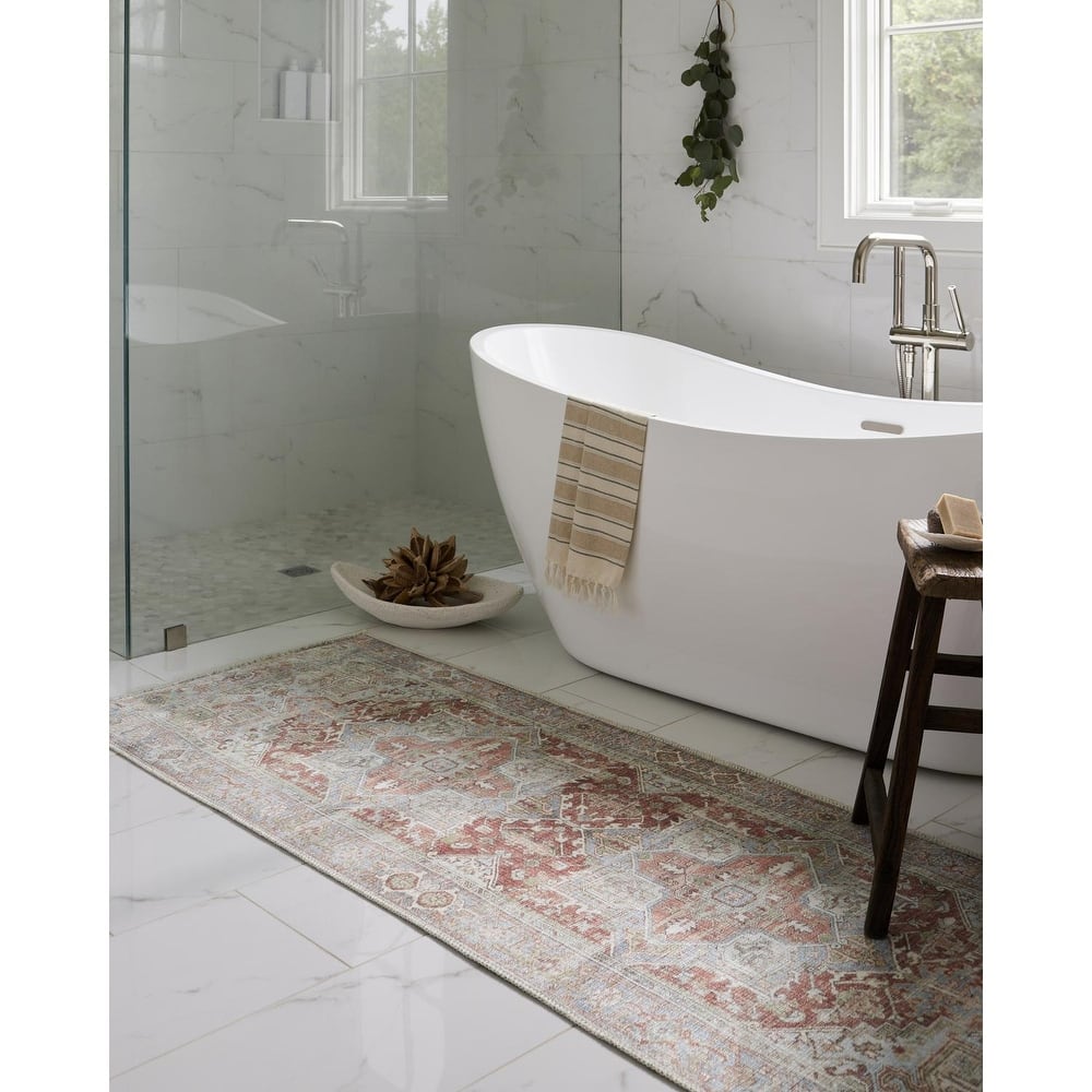 Livabliss Traditional Alanya Medallion Washable Area Rug