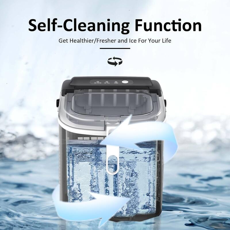 Ice Maker Portable Ice Machine, Basket Handle,Self-Cleaning Ice Makers