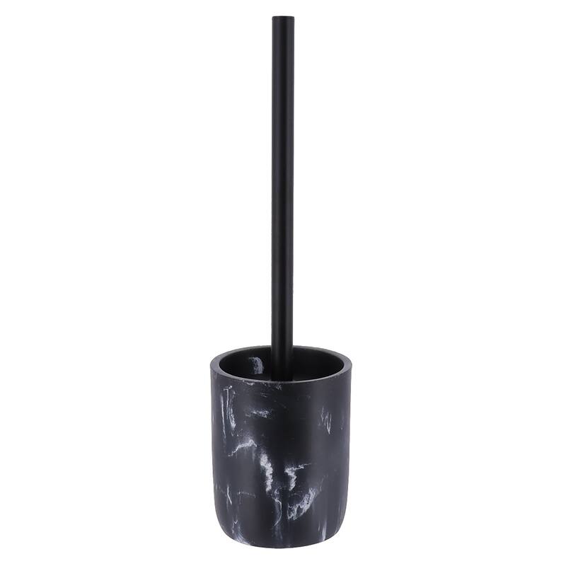 Marble Toilet Brush and Holder Set - 4 L x 4 W x 15.2 H - Black