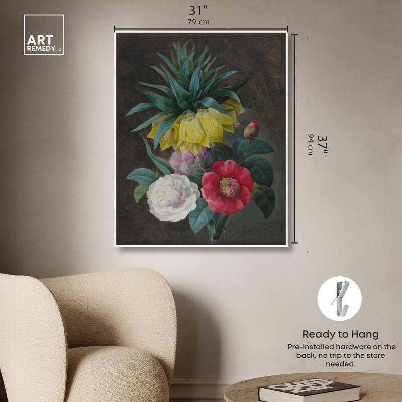 Four Peonies and a Crown Canvas by Art Remedy