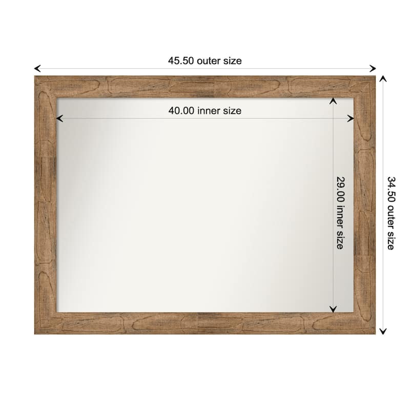 Owl Brown Framed Non-Beveled Custom Wall Mirror, Bathroom Vanity Mirror - Outer Size: 45.5 x 34.5