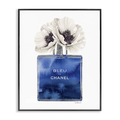 Stupell Fashion Designer Perfume Flower Blue Watercolor Framed Giclee Texturized Art by Amanda Greenwood
