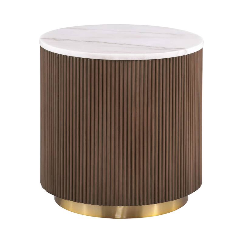 Modern Genuine Marble Top Coffee Table with Accent Gold Stainless Steel Base