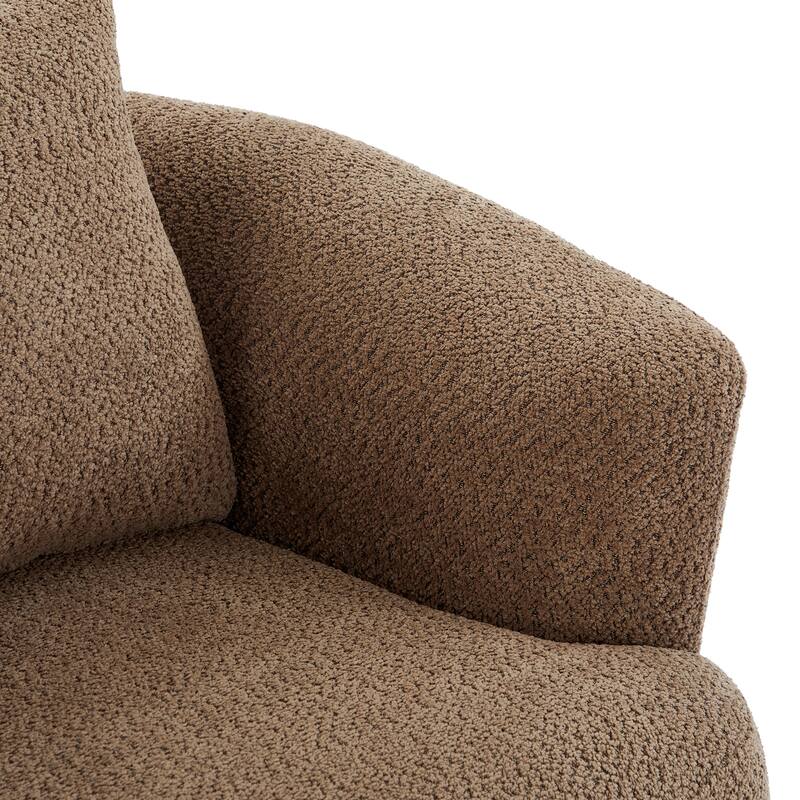 Upholstered Swivel Barrel Sofa Chair with a Throw Pillow for Living Room