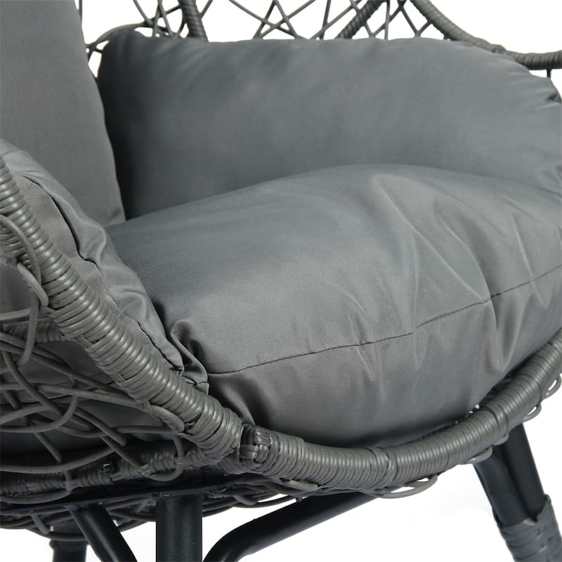 PE Wicker Egg Chair with Cushion and Side Table