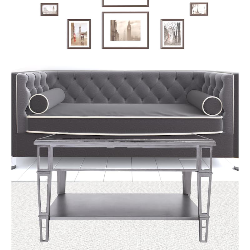HomeRoots 29" Silver Mirrored Glass Square Coffee Table - 28.5 x 28.5 x 18.5
