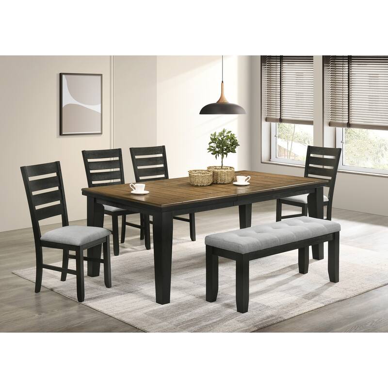 1pc Contemporary Style Dining Rectangular Table with18" Leaf Tapered Block Feet Wheat Finish Dining Room Solid Wood Wood