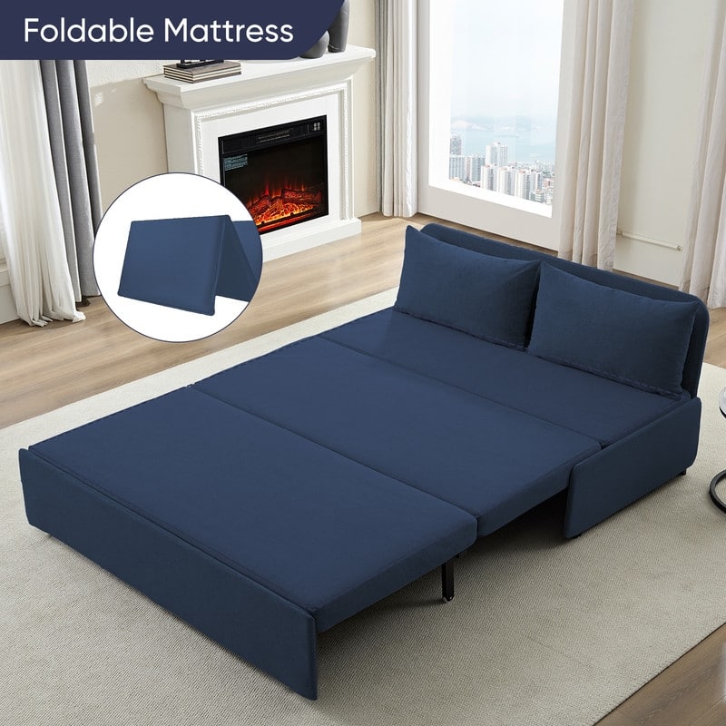 Mixoy Full/Queen Size Sofa Bed,2 in 1 Convertible Linen 1-Seater/Loveseat Sleeper Sofa Couch with Cushions