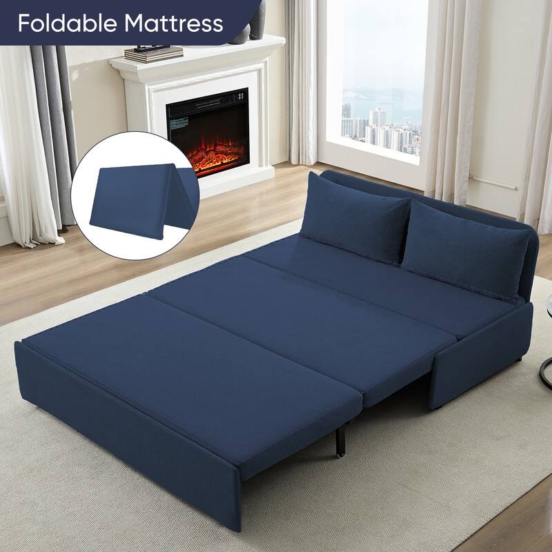 Mixoy Full Size Queen Size Sofa Bed,2 in 1 Convertible Linen 1-Seater/Loveseat Sleeper Sofa Couch with Cushions