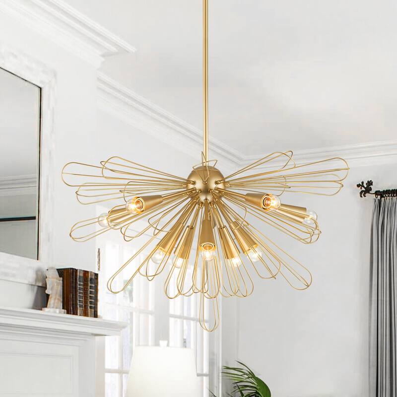 OYIPRO 10-Light 34" W Contemporary Large Geometric Sputnik Sphere Chandelier