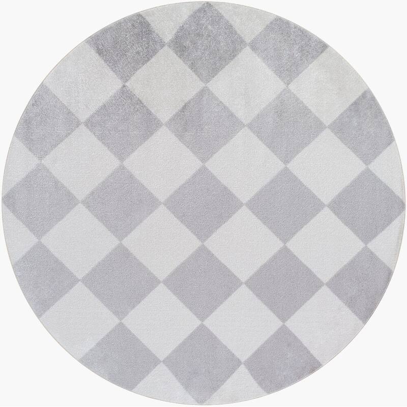 Livabliss Lillian Modern Washable Area Rug - 6'7" x 6'7" Round - Grey