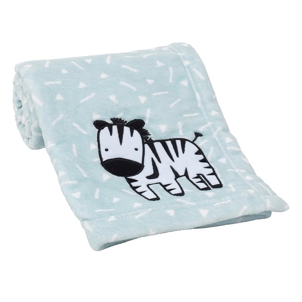 Bedtime Originals Mighty Jungle Zebra Fleece Baby Blanket Aqua Blue Overstock 32087757
