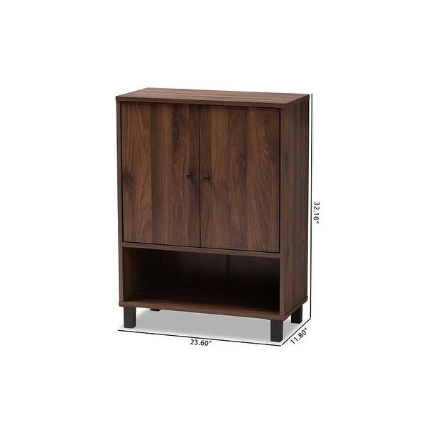 Shop Brighton Walnut Brown Finished 2 Door Wood Entryway Shoe Storage Cabinet Overstock 31490585