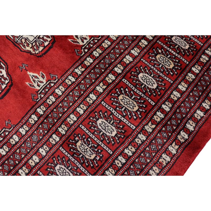 Rustic Bokhara McBride Red/Gray Hand Knotted Wool Rug - 6'2'' x 9'1''