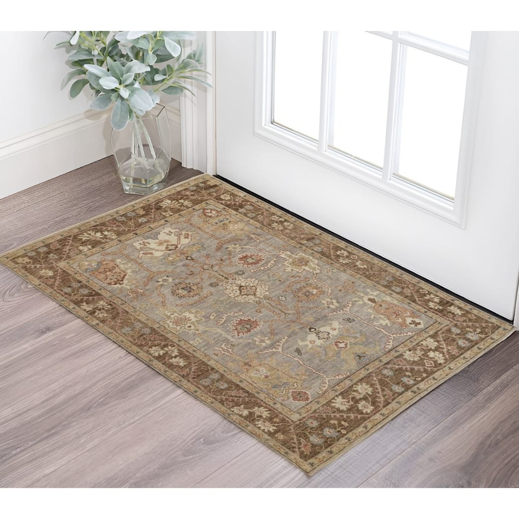 Xuyaw Floral Stain Resistant with Fringe Soft Area Rug By HomeRoots - 2' x 3'