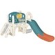 preview thumbnail 17 of 34, Kids Slide Playset Structure, Castle Climbing Crawling Playhouse w/ Slide, Arch Tunnel, Ring Toss & Basketball Hoop for Toddlers