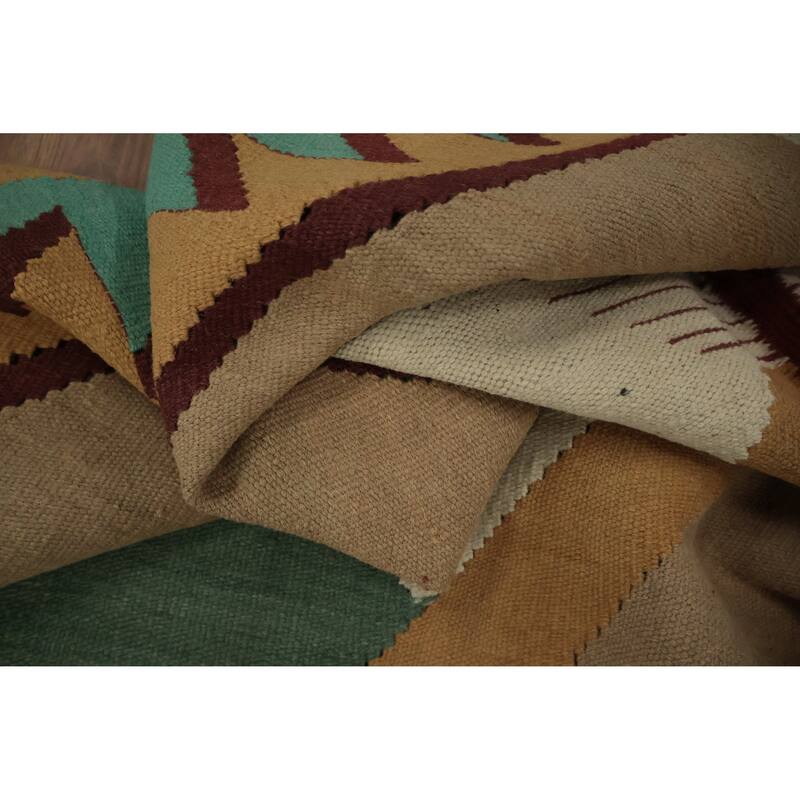 Hand Woven Oriental 100% Wool Carpet Southwestern Tribal Multi-Colored Kilim Area Rug - 8' 8'' X 6' 0''