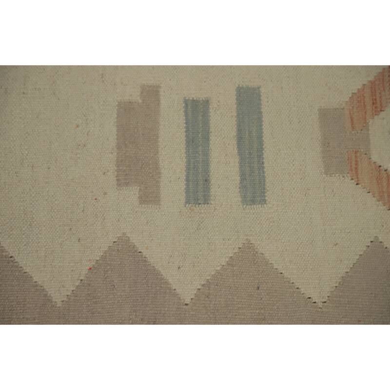 Hand Woven Oriental 100% Wool Carpet Southwestern Tribal Beige & Ivories Kilim Area Rug - 7' 8'' X 4' 10''