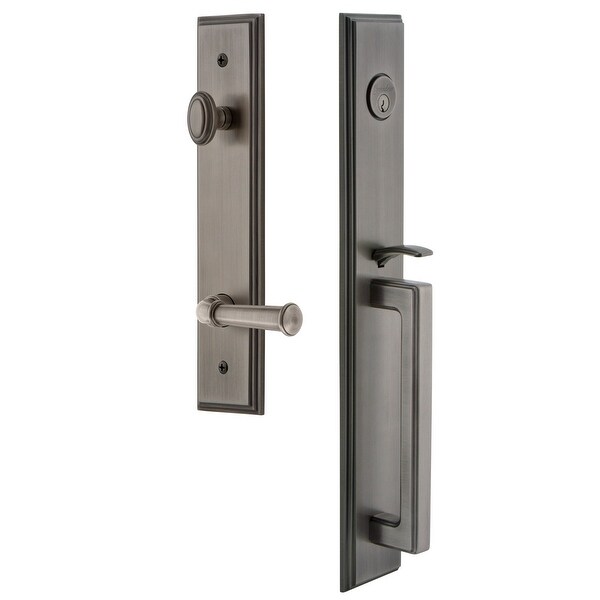 Grandeur CARDGRGEO_ESET_238_RH Carre Solid Brass Rose Right Handed Keyed Entry Single Cylinder Full Plate "D" Grip Handleset