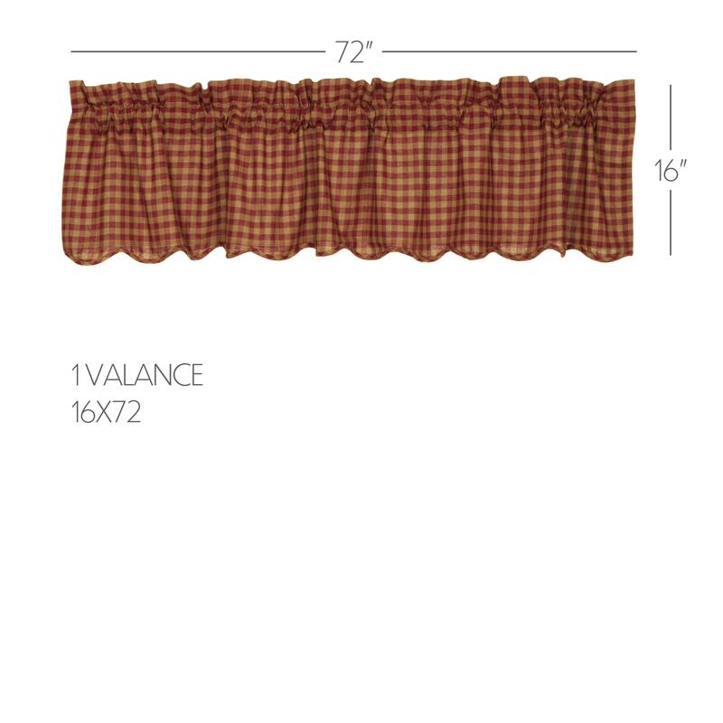 Check Scalloped Valance - Raven/Khaki - 16x72