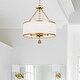 preview thumbnail 6 of 5, Broche 3 Light Antique Gold Chandelier - 14'' W x 20'' H