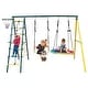 preview thumbnail 1 of 5, Indoor/Outdoor Metal Swing Set with Safety Belt for Backyard - Multicolor Multicolor