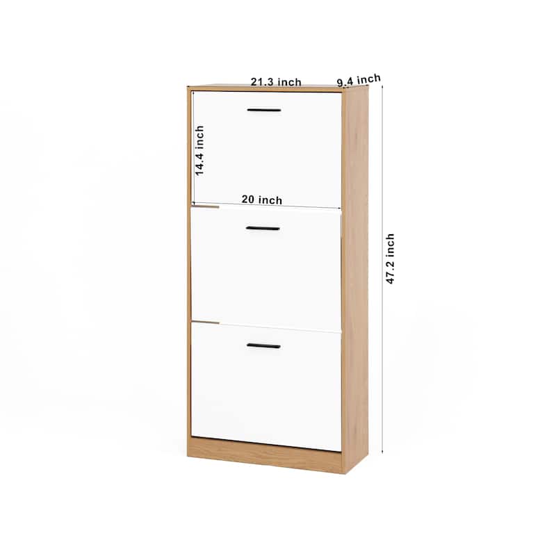 Freestanding Shoe Storage Cabinet with Panel Flip Drawers for Entryway