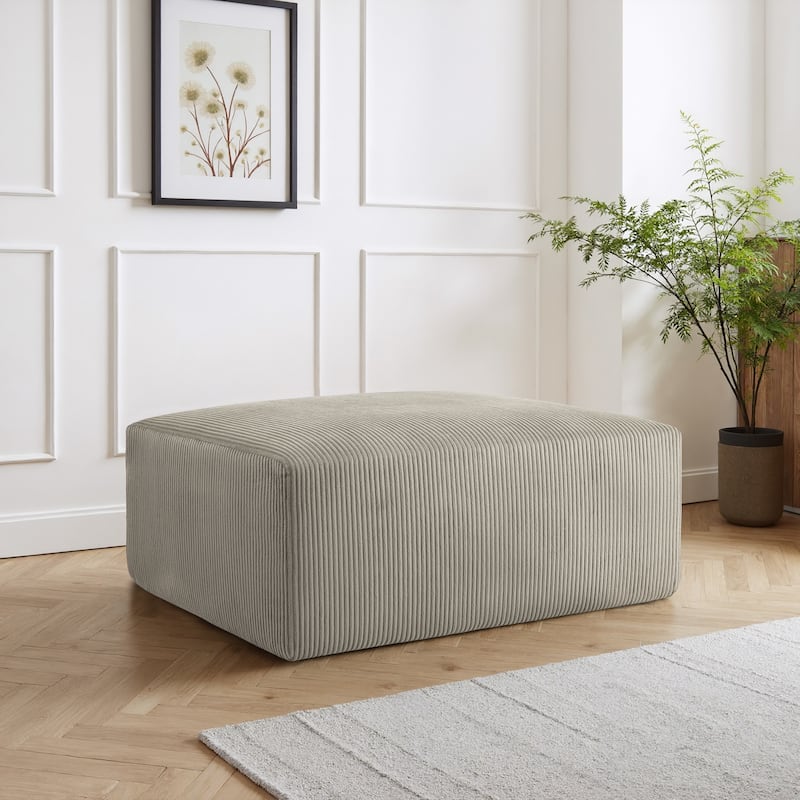 Corduroy Upholstered Modular Sectional Sofa with Ottoman - Brown-ottoman - Reversible