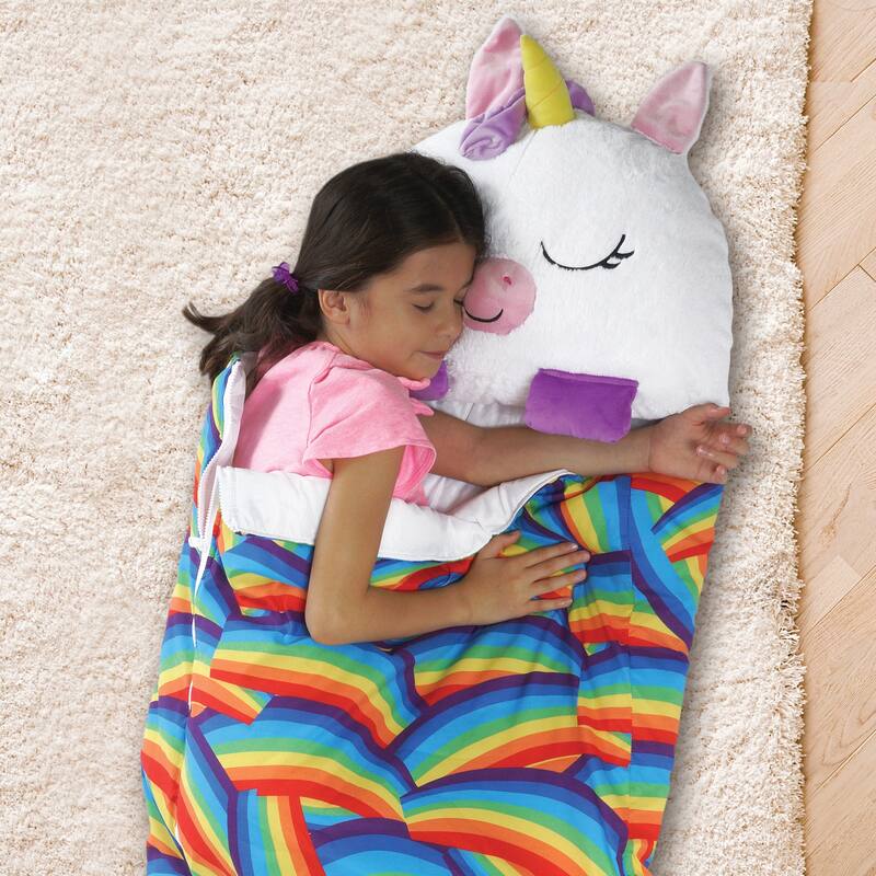 Happy Nappers: Pillow & Sleepy Sack: Medium - White Unicorn - 54 x 20", 3+