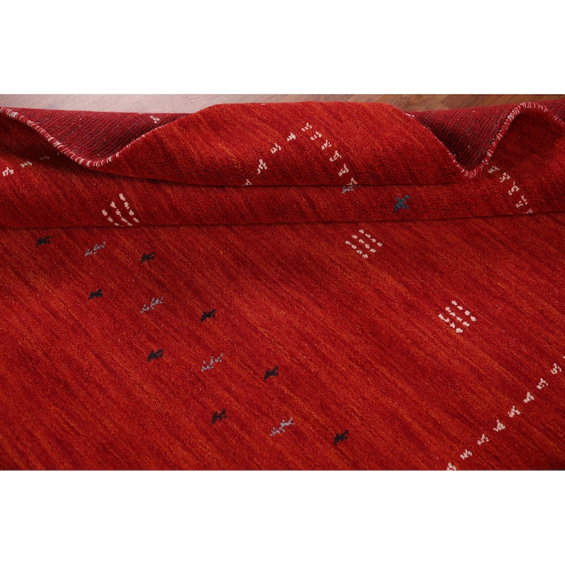 Hand Knotted Oriental 100% Wool Carpet Tribal Tribal Oranges & Rust Gabbeh Area Rug - 6' 5'' X 4' 8''