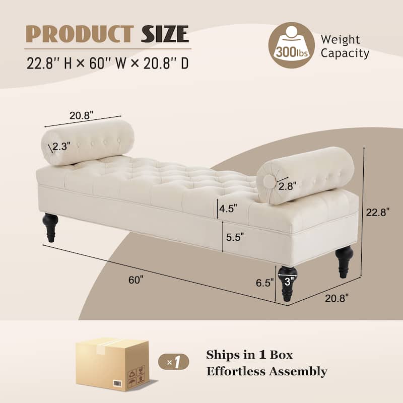 Christopher Knight Home - Anne Bedroom End-of-Bed Bench with 2 Pillows and Velvet Upholstery