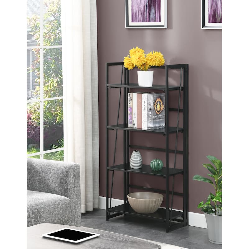 Convenience Concepts Xtra Folding 4 Tier Bookshelf - Black/Black