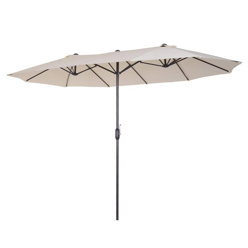 Outsunny 15-foot Steel Rectangular Double Sided Market Umbrella