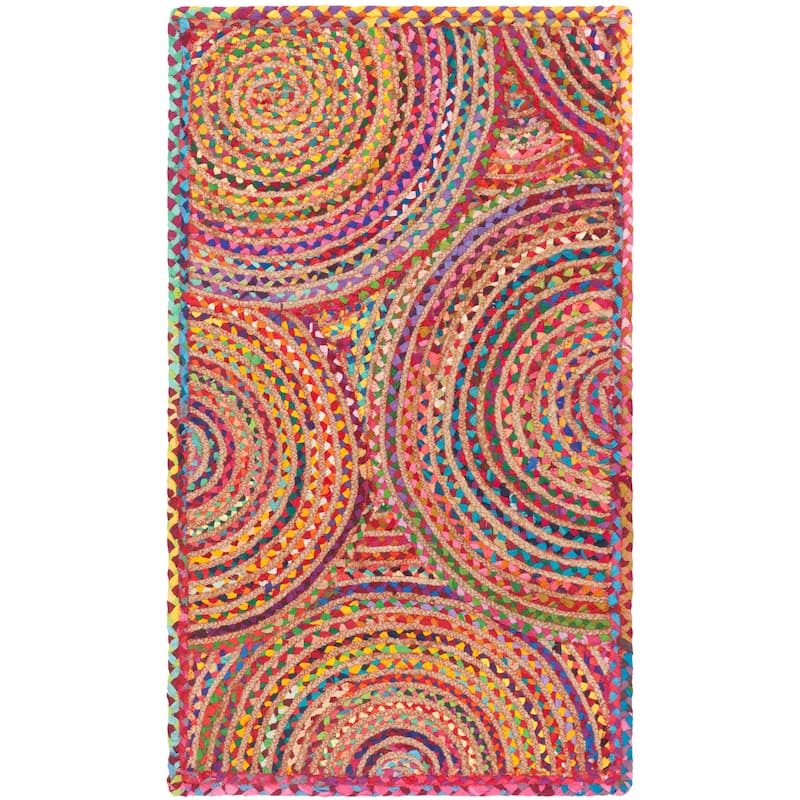 SAFAVIEH Handmade Cape Cod Eulogia Coastal Jute Rug - 2'3" x 4' - Red/Multi