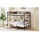 preview thumbnail 5 of 6, Rustic Brown Twin Metal Bunk Bed with Ladder & Adjustable Bottom