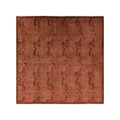 Overton Hand Knotted Wool Vintage Inspired Modern Contemporary Overdyed Brown Square Area Rug - 5' 1" x 5' 1"
