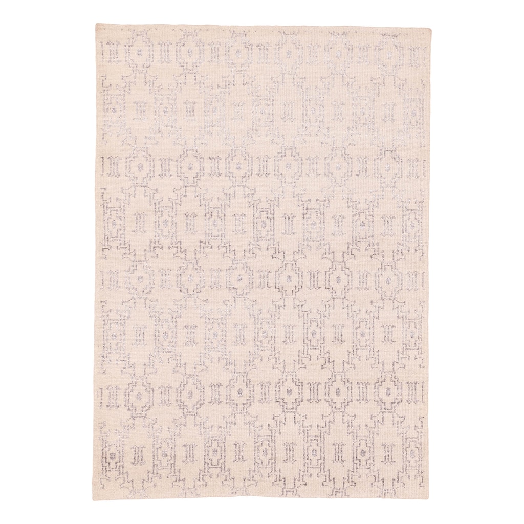 ECARPETGALLERY Hand-knotted Tangier Light Khaki Viscose, Wool Rug - 5'4 x 7'7
