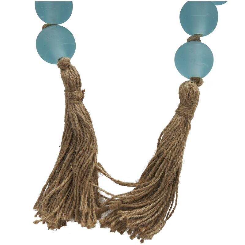 Glass Handmade Round Beaded Garland with Tassel with Knotted Brown Jute - Roche River Decor