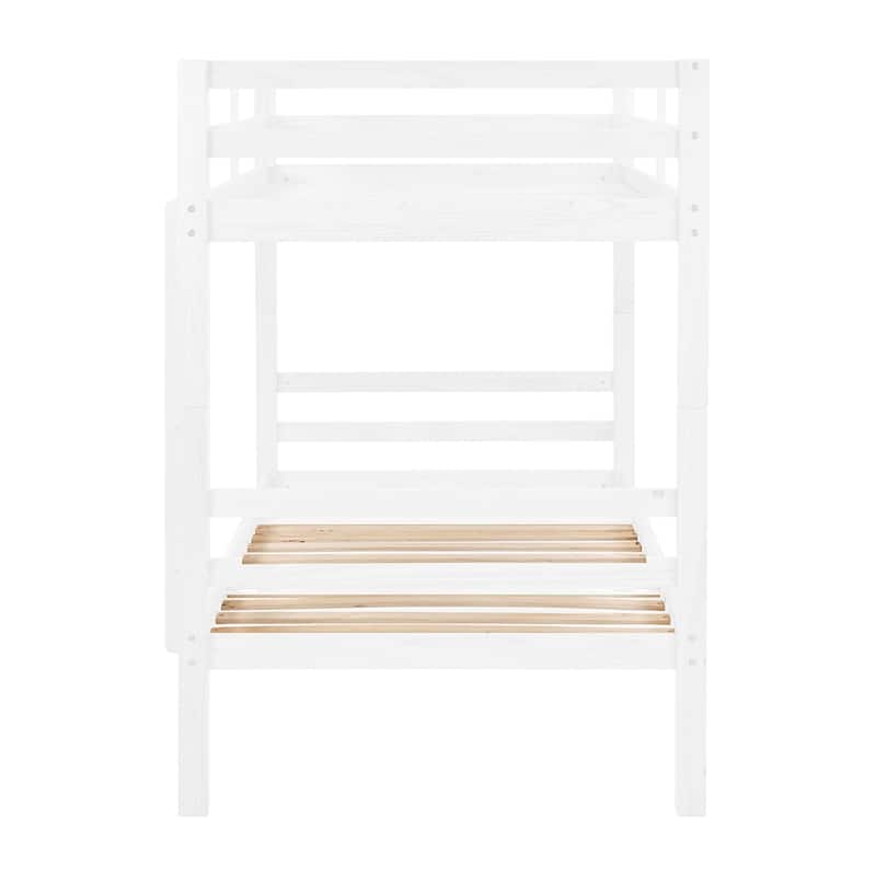 Twin over Twin Wooden Bunk Bed,High Guardrail,Ladder,Kids Teens,Dorm