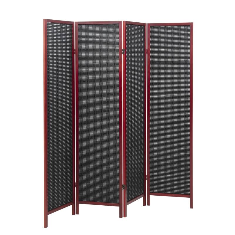 Roundhill Furniture Inkwell 4-Panel Bamboo Room Divider, Folding Portable Partition Screen