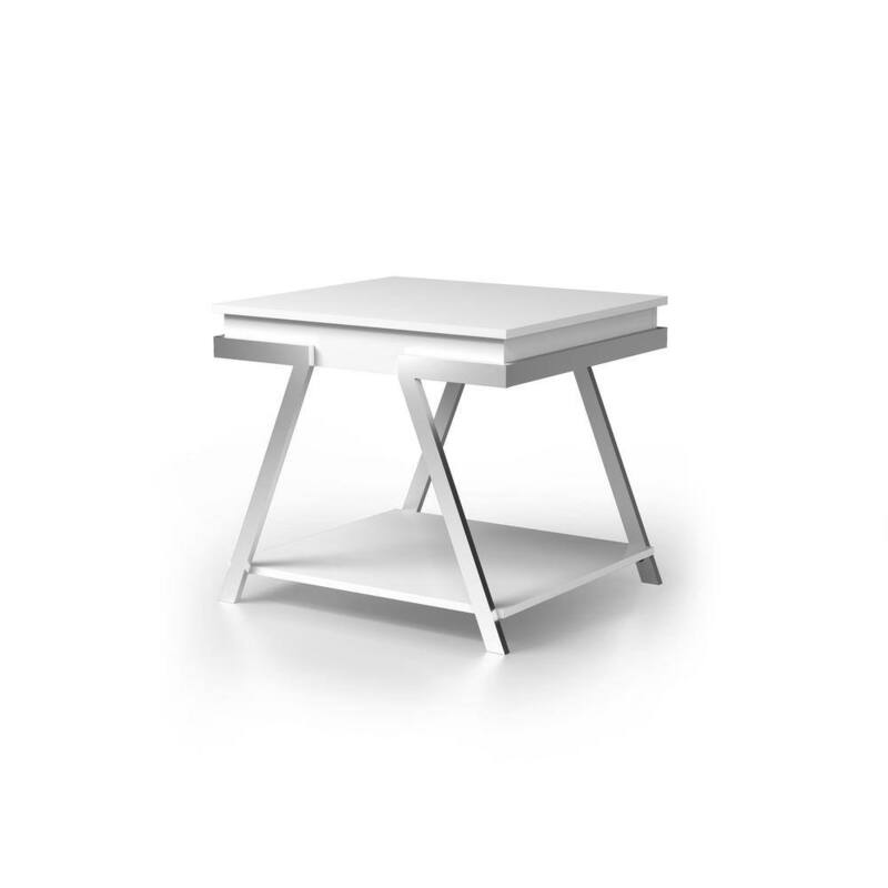 Contemporary Style 1pc End Table High Gloss Finish Chrome Frame Gorgeous Living Room Furniture