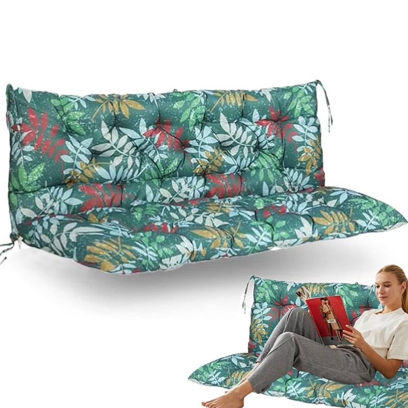 Swing Replacement Cushion, Outdoor Bench Cushions with Backrest Thicken 4", Patio Furniture Garden Porch Loveseat Glider Pad - 40*60IN - Green Leaf