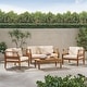 preview thumbnail 1 of 18, Aston Outdoor Mid-Century Modern Cushioned Acacia 4-seat Chat Set by Christopher Knight Home Teak Finish + Cream Cushion