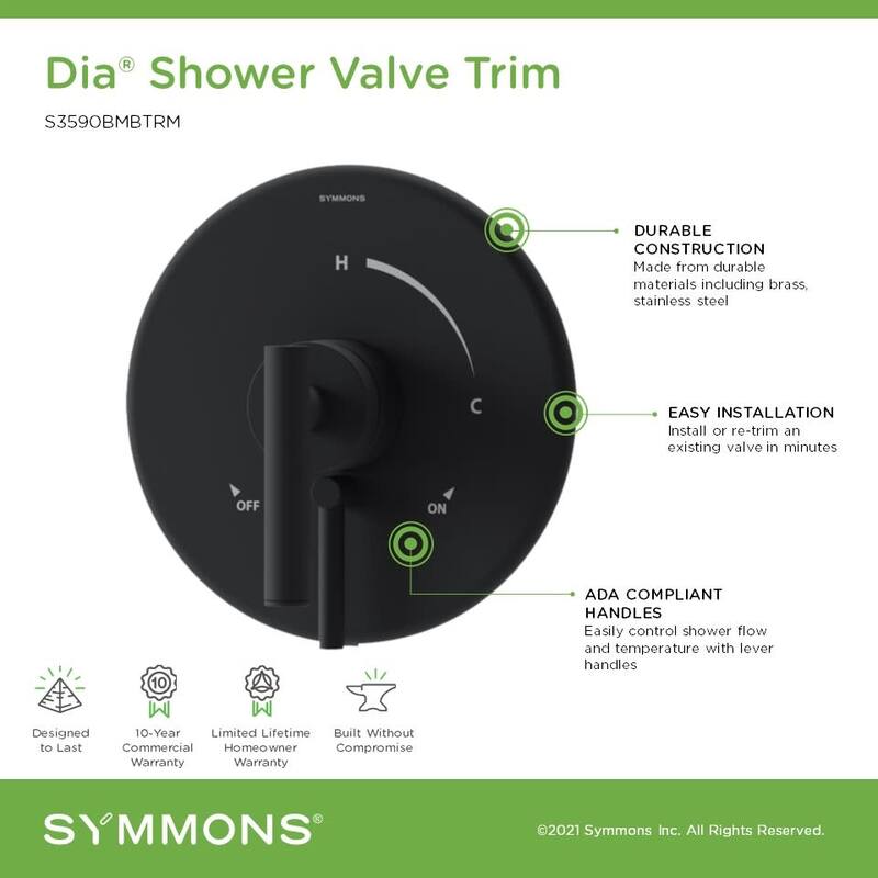 Symmons S3590BTRM Dia Single Handle Volume Control Valve Trim