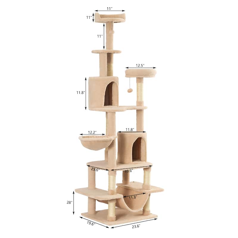 Adeco Cat Tree with Plush Hammock and Dangling Pompom